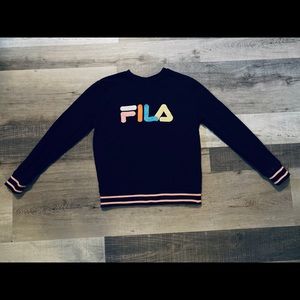 Black and Pink Fila Crewneck Sweatshirt-xs
